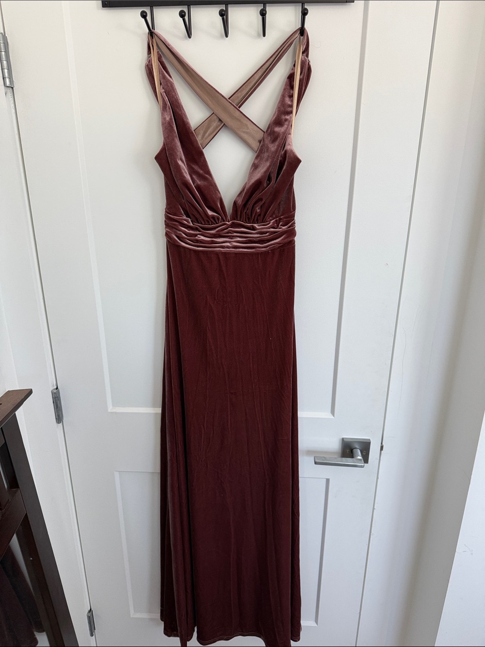 Revelry Velvet Maxi Dress in Mauve Plum